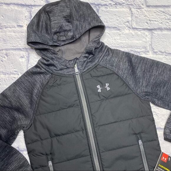Under Armour Day Trekker Hooded Hybrid Jacket in Black/Gray - Picture 2 of 8